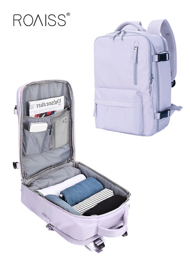 roaiss Womens Backpack with Extra Large Capacity, Multi-functional Dry and Wet Classification, Short-Distance Travel Nylon Waterproof Layered Lightweight Decompression School Bag with Zipper Air Cushion Straps Breathable and Wear-Resistant Purple - Image 1