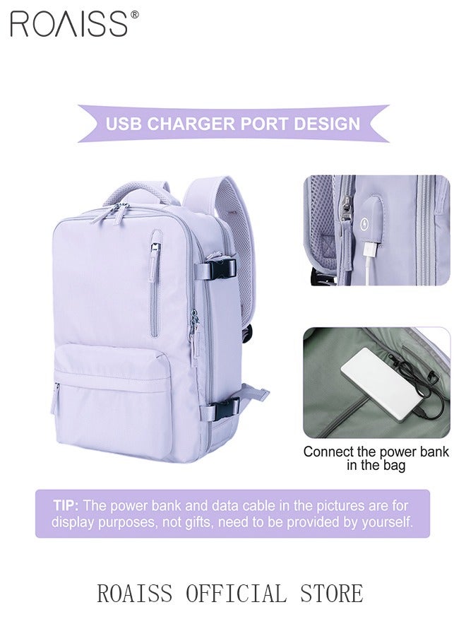 roaiss Womens Backpack with Extra Large Capacity, Multi-functional Dry and Wet Classification, Short-Distance Travel Nylon Waterproof Layered Lightweight Decompression School Bag with Zipper Air Cushion Straps Breathable and Wear-Resistant Purple - Image 3