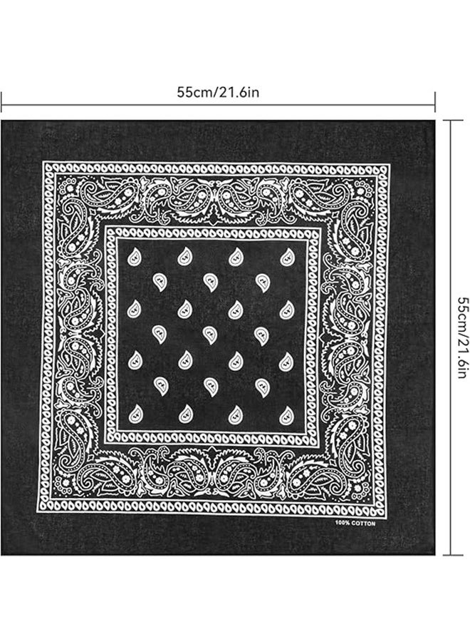 Ba Love 3 Pcs Paisley Print Bandanas Multi-Purpose Assorted Cowboy Bandanas Unisex Head Wrap Scarf Wristband for Adults and Kids 55cmx55cm, Black & Brown & Beige - Image 3