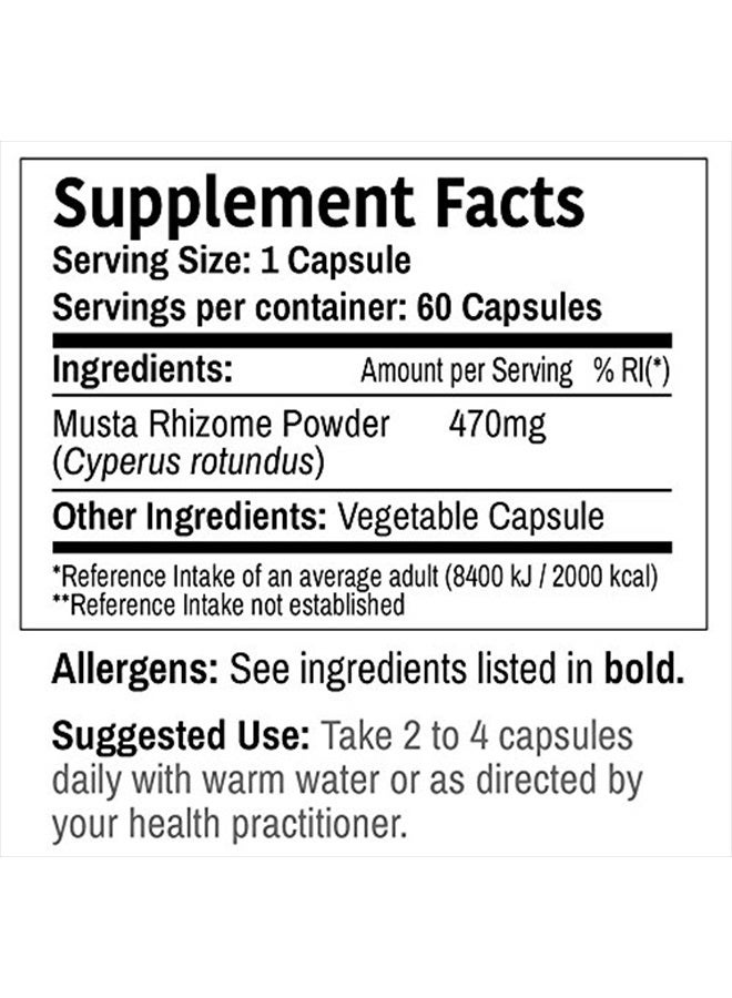 London DR WAKDE'S Musta Capsules (Cyperus rotundus, 60 Veg Caps, Plant-Based Supplement, Ayurvedic Herb, All Natural, Vegan) - Image 4