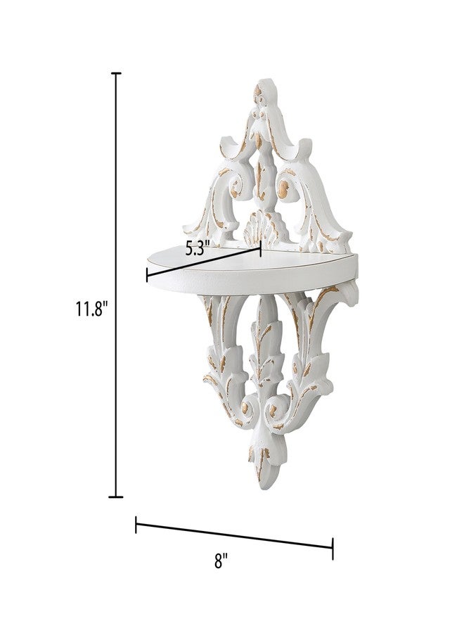 SOFE Antique Decorative Wall Shelf, Shabby Chic Wood Shelves for Wall, Rustic Victorian White Candle Shelf, Hanging Small Shelves Display for Book Planter Ornaments - Image 4