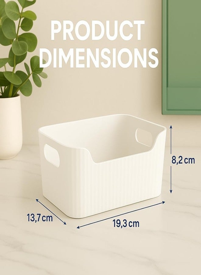 Fastmart Storage Box Basket for Storage Plastic Organiser for Storage Bathroom Storage Box Small Plastic Organiser Bathroom Basket Boxes for Toys,Cosmetic,Accessory (White, Pack Of 4) - Image 2