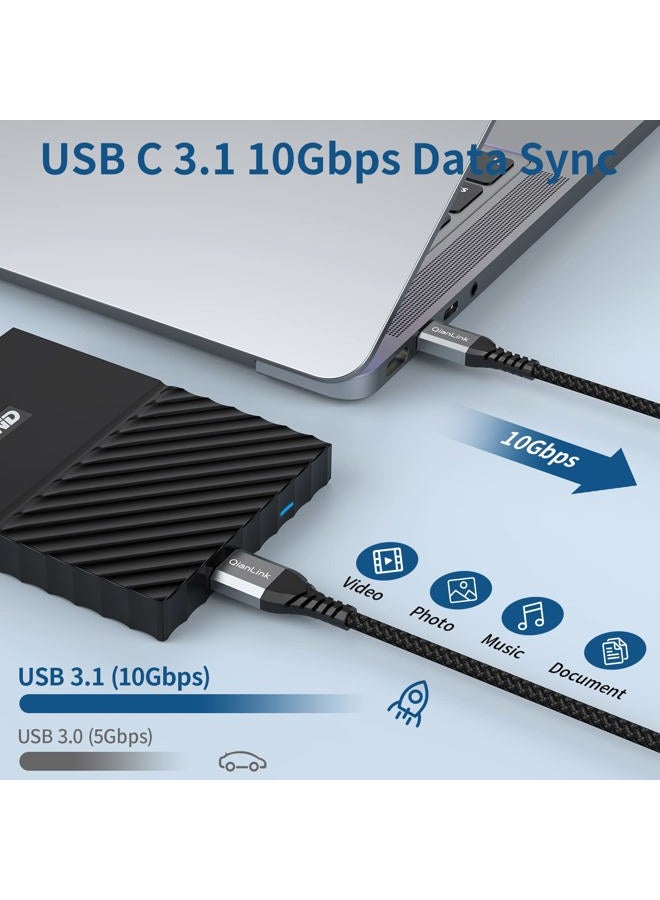 QianLink كابل قرص صلب Micro B إلى USB C بسرعة 10Gbps (1.6 قدم/0.5 متر)، كابل USB C إلى قرص صلب خارجي لسيغيت WD توشيبا ويستغيت، ماك بوك إير، آيباد برو، سامسونج جالاكسي S25، آيفون 15 16 17 برو ماكس - Image 3