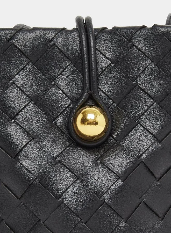 Styli Styli Textured Crossbody Bag with Button-Loop