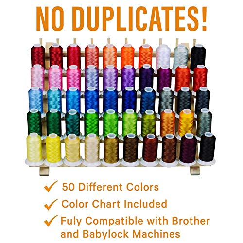 ThreadNanny Premium 50 Colors 1100yards Polyester Machine Embroidery Thread Kit for Pro and Beginners - Compatible with All Brother Babylock Singer Janome Embroidery and Sewing Machines - Image 2