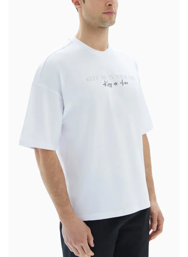Wecre8 White "Keep Me Alive" Printed T-shirt