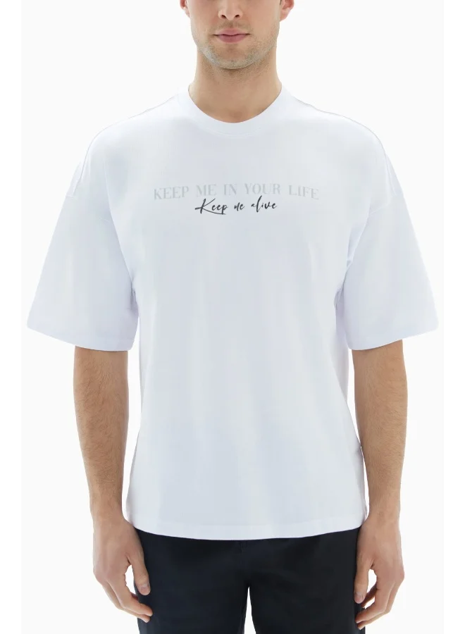 Wecre8 White "Keep Me Alive" Printed T-shirt