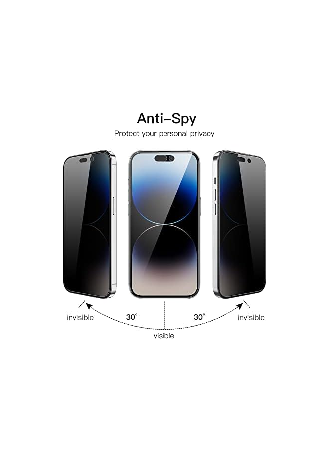 Jetech Privacy Full Coverage Screen Protector For Iphone 14 Pro Max 6.7-Inch, Anti-Spy Tempered Glass Film, Edge To Edge Protection Case-Friendly, 2-Pack - Image 2