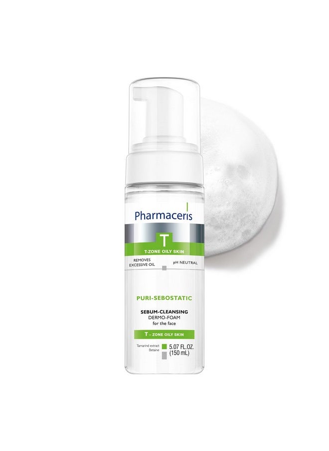 Pharmaceris Pharmaceris PURI-SEBOSTATIC Sebum Cleansing Dermo Foam, Face Wash, Gentle Cleansing, Removes Excess Oil, Cleanses Impurities & Makeup, pH Neutral, For Oily & Combination Skin, 5.07 fl oz  - Image 1