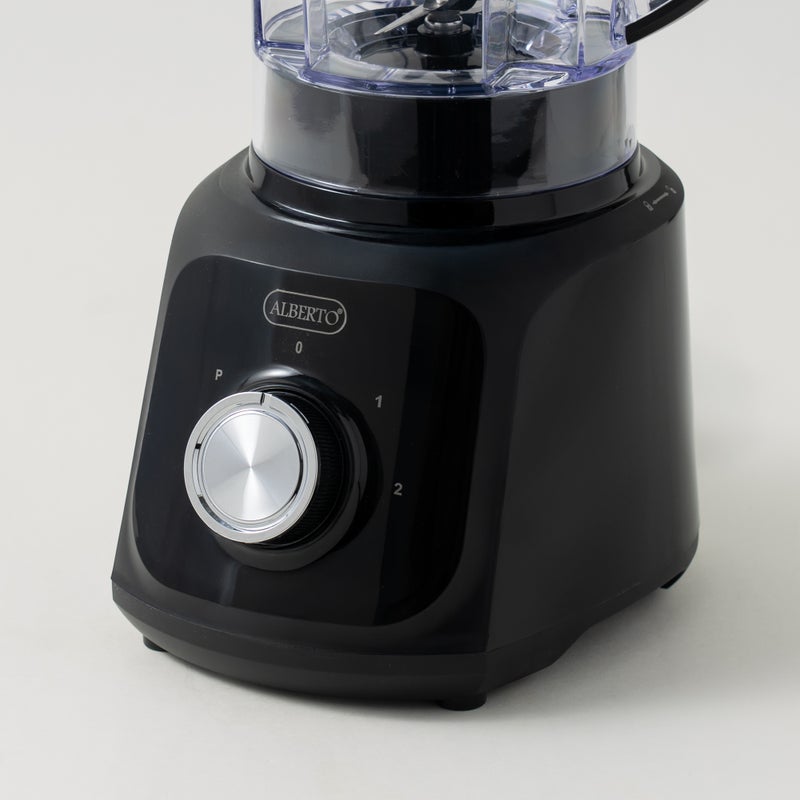 ألبرتو خلاط كهربائي ثنائي السرعة ستانلس ستيل بغطاء، أسود 1.5 لتر 600 واط - Image 4