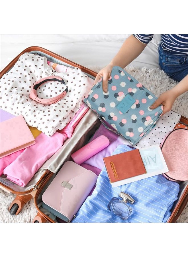 Pengxiaomei Toiletry Bag, Waterproof Hanging Cosmetic Bag Portable Travel Makeup Pouch Multifunction Handle Travel Toiletry Bag Organizer with Hook for Women Girls(Blue) - Image 5