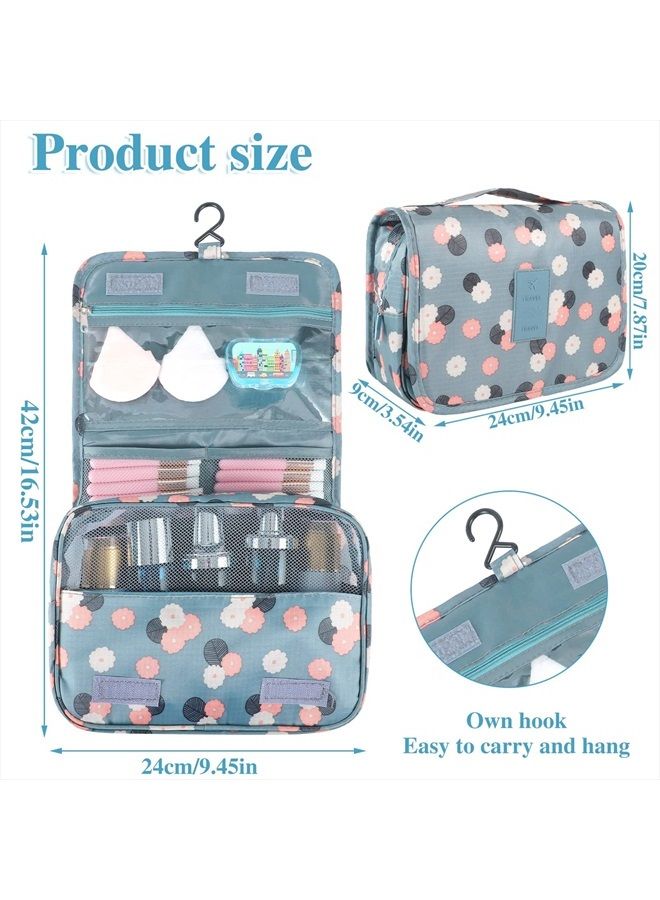 Pengxiaomei Toiletry Bag, Waterproof Hanging Cosmetic Bag Portable Travel Makeup Pouch Multifunction Handle Travel Toiletry Bag Organizer with Hook for Women Girls(Blue) - Image 2