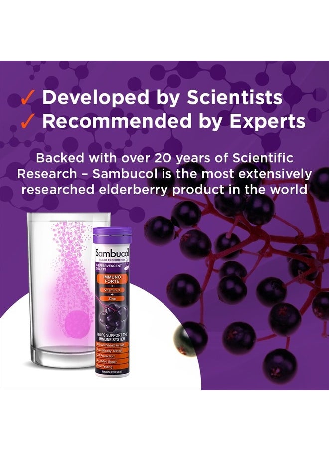 Sambucol Black Elderberry Effervescent Tablets - With Vitamin C & Zinc, Immune Support Supplement, Black Elderberry with Zinc and Vitamin C Effervescent Tablets, Drink Fizzies - 15 Tablets  - Image 4