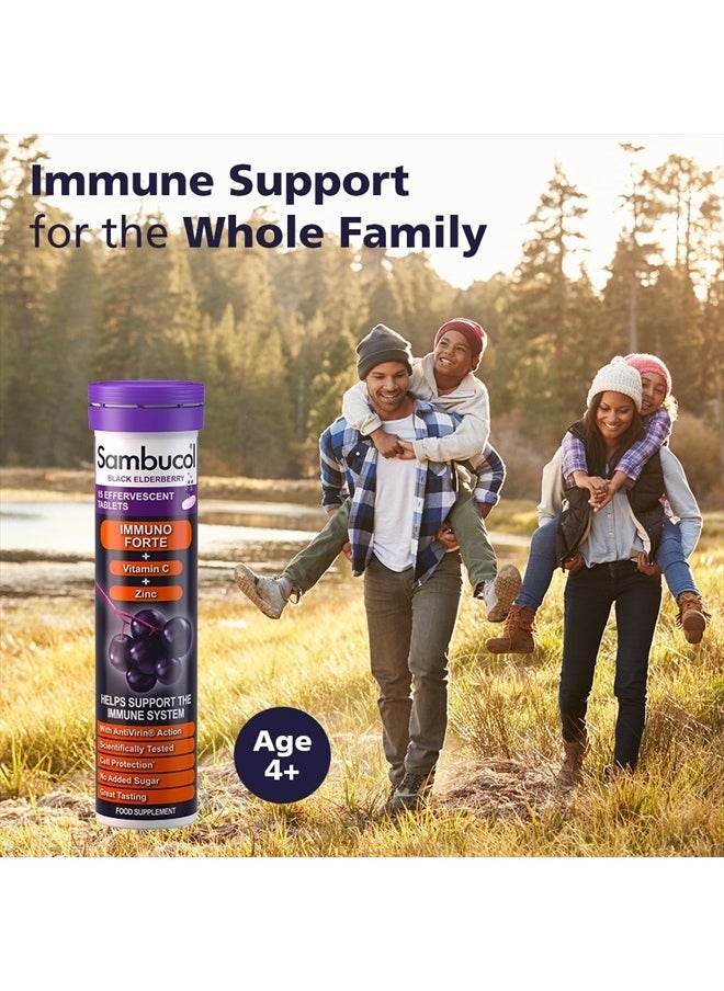 Sambucol Black Elderberry Effervescent Tablets - With Vitamin C & Zinc, Immune Support Supplement, Black Elderberry with Zinc and Vitamin C Effervescent Tablets, Drink Fizzies - 15 Tablets  - Image 5