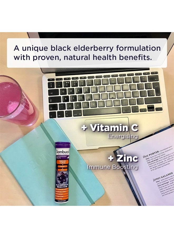 Sambucol Black Elderberry Effervescent Tablets - With Vitamin C & Zinc, Immune Support Supplement, Black Elderberry with Zinc and Vitamin C Effervescent Tablets, Drink Fizzies - 15 Tablets  - Image 3