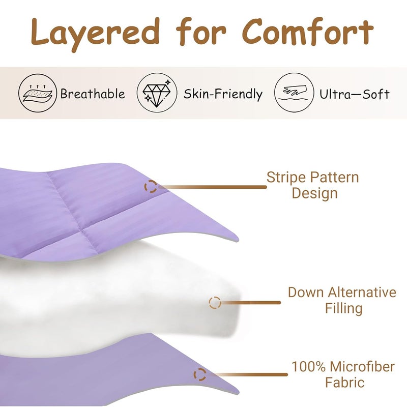 ZPECC Toddler Down Alternative Comforter, 39x47 Hypoallergenic Baby Blanket Quilt, Soft Breathable Lightweight All Season Kids Duvet Insert for Crib Stroller Cot Daycare, Purple Stripe - Image 3