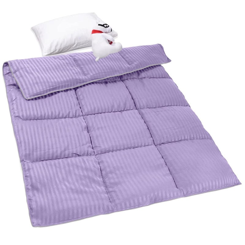 ZPECC Toddler Down Alternative Comforter, 39x47 Hypoallergenic Baby Blanket Quilt, Soft Breathable Lightweight All Season Kids Duvet Insert for Crib Stroller Cot Daycare, Purple Stripe - Image 1