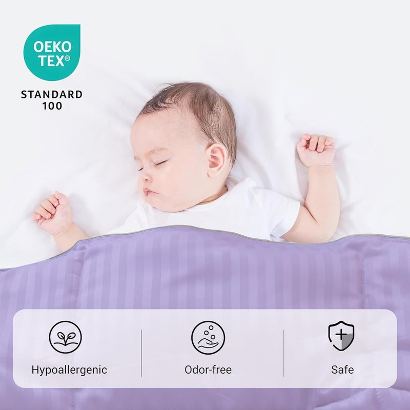 ZPECC Toddler Down Alternative Comforter, 39x47 Hypoallergenic Baby Blanket Quilt, Soft Breathable Lightweight All Season Kids Duvet Insert for Crib Stroller Cot Daycare, Purple Stripe - Image 4