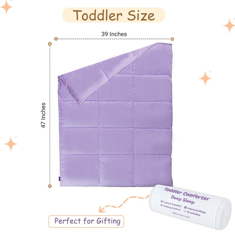 ZPECC Toddler Down Alternative Comforter, 39x47 Hypoallergenic Baby Blanket Quilt, Soft Breathable Lightweight All Season Kids Duvet Insert for Crib Stroller Cot Daycare, Purple Stripe - Image 2