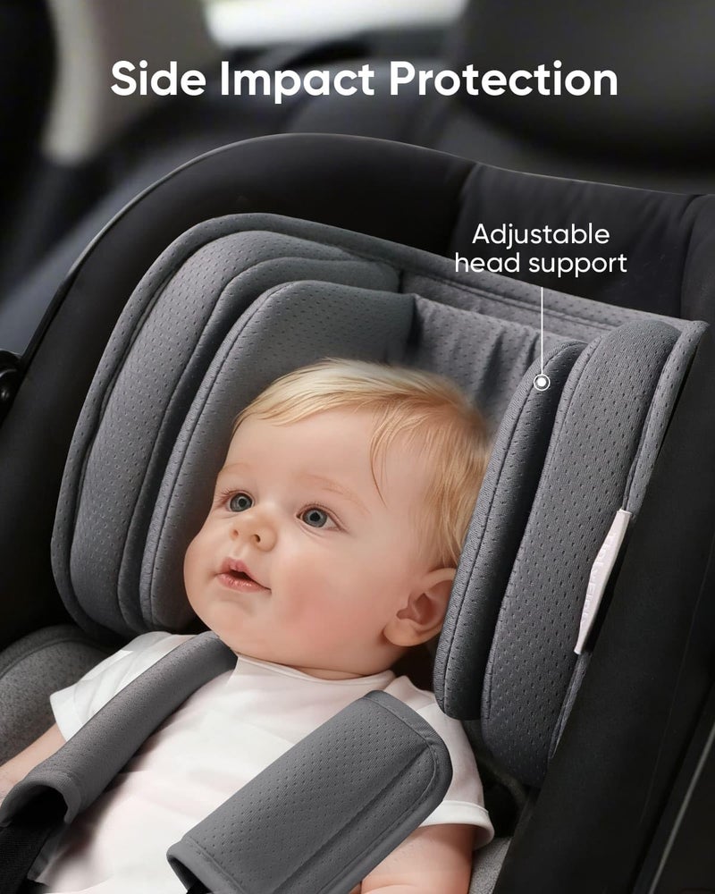 TinlyFinly Infant Insert Compatible with Doona, Graco, Britax, Chicco, Evenflo Car Seat, Adjustable Baby Head Body Support Cushion for Newborn to Toddler, Fits Infant Car Seat and Stroller (Gray) - Image 3