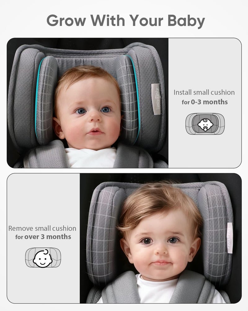TinlyFinly Infant Insert Compatible with Doona, Graco, Britax, Chicco, Evenflo Car Seat, Adjustable Baby Head Body Support Cushion for Newborn to Toddler, Fits Infant Car Seat and Stroller (Gray) - Image 5