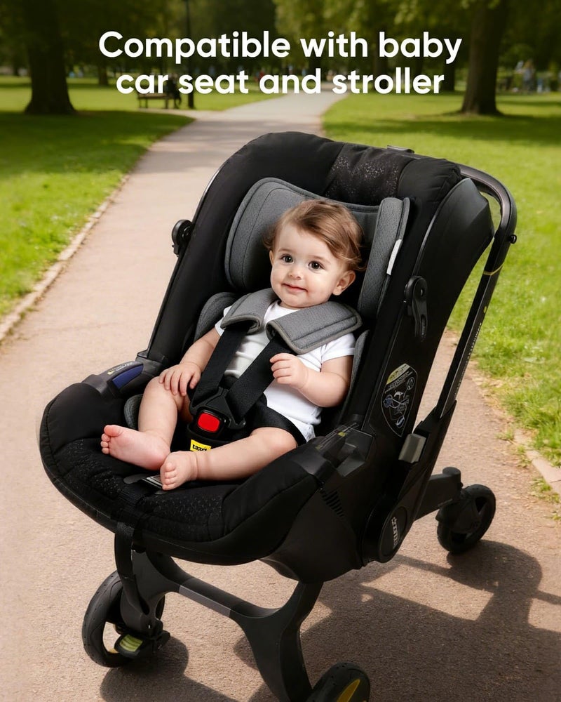 TinlyFinly Infant Insert Compatible with Doona, Graco, Britax, Chicco, Evenflo Car Seat, Adjustable Baby Head Body Support Cushion for Newborn to Toddler, Fits Infant Car Seat and Stroller (Gray) - Image 2