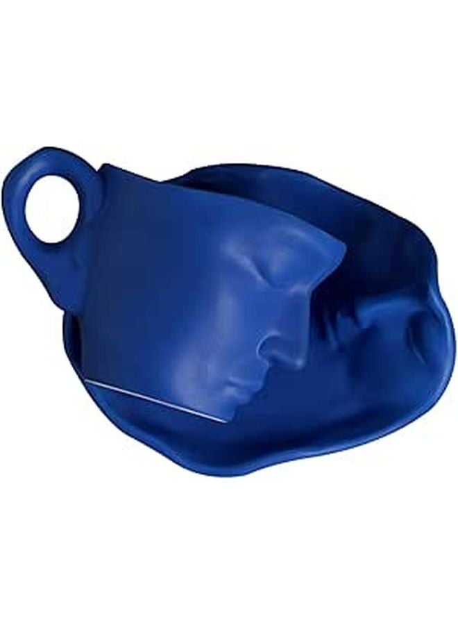 Matte Blue Ceramic Coffee Mug And Saucer Set 260ml Abstract Face Design For Couples - Image 1