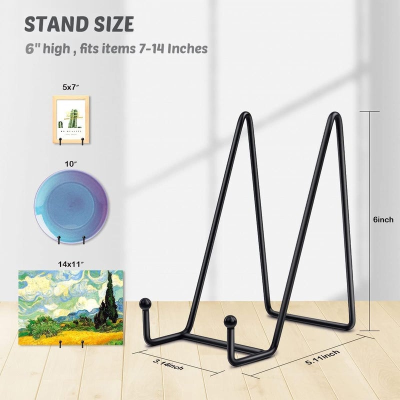 Mcherry 6 Inch Display Stands for Plate Photos 4 Pack - Black Iron Easel Plate Holder Display Stands Metal Frame Holders for Photo, Pictures, Decorative Plate Dish and Tabletop Art - Image 4