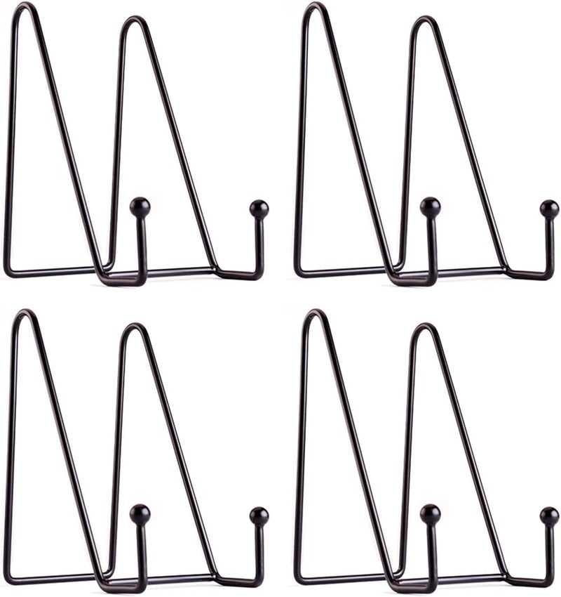 Mcherry 6 Inch Display Stands for Plate Photos 4 Pack - Black Iron Easel Plate Holder Display Stands Metal Frame Holders for Photo, Pictures, Decorative Plate Dish and Tabletop Art - Image 1