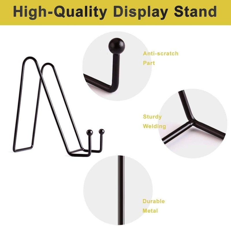 Mcherry 6 Inch Display Stands for Plate Photos 4 Pack - Black Iron Easel Plate Holder Display Stands Metal Frame Holders for Photo, Pictures, Decorative Plate Dish and Tabletop Art - Image 3