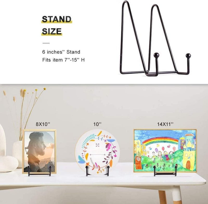 Mcherry 6 Inch Display Stands for Plate Photos 4 Pack - Black Iron Easel Plate Holder Display Stands Metal Frame Holders for Photo, Pictures, Decorative Plate Dish and Tabletop Art - Image 2