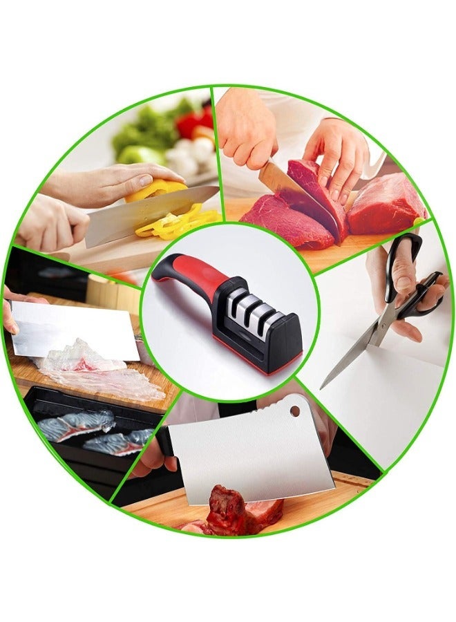 TIGER Knife Sharpener - Professional Kitchen Knife Sharpening and Polishing Tool, Manual, Easy-to-Use, for Straight Knives, Household and Chef’s Choice, Ergonomic Design, Sharpening Slots, Black. - Image 4