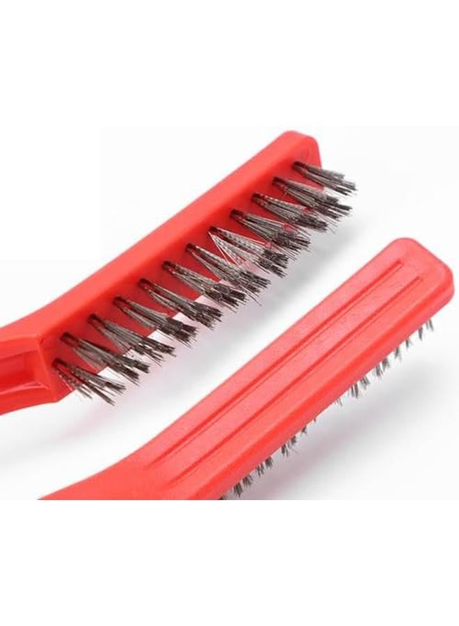 ECVV 3 Pcs Cleaning Wire Brush Set Wire Brush Brass Nylon Stainless Steel Wire Brush For Cleaning With Curved Handle Used To Scrub Rust Stains And Hard To Reach Areas With Paint Deep Cleaning 3Pcs  - Image 4