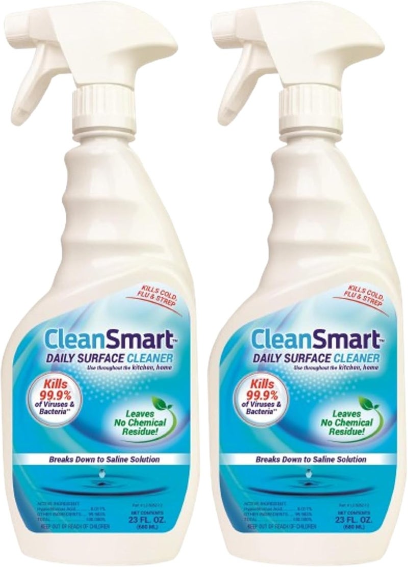 CleanSmart Daily Surface Cleaner and Pet-Safe Disinfectant, Kills 99.9% of Viruses, Bacteria, 23 ounce Bottle (Pack of 2) - Image 1