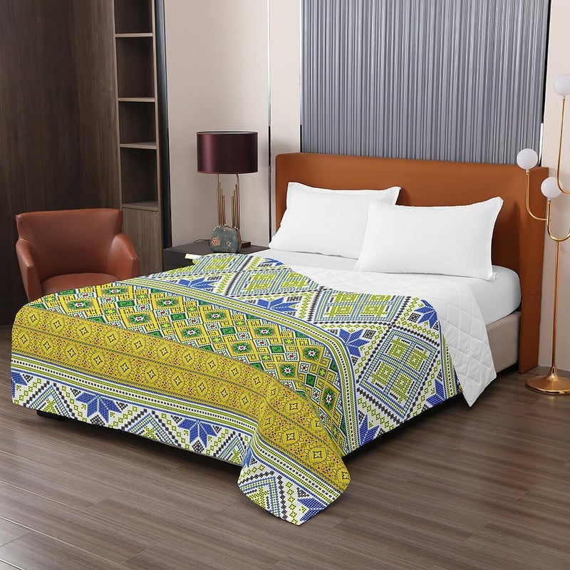Summer Quilt, Reversible Bedspread, 2025 Microfibre Quilts, Retro Style, Lightweight and Soft for Single Double (Yellow, 100 x 150 cm) - Image 5