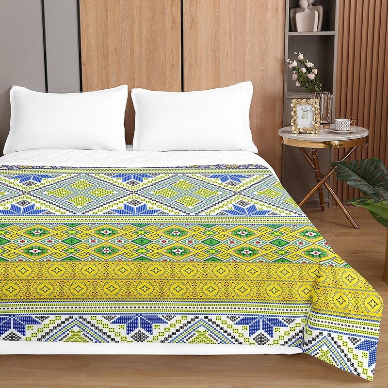 Summer Quilt, Reversible Bedspread, 2025 Microfibre Quilts, Retro Style, Lightweight and Soft for Single Double (Yellow, 100 x 150 cm) - Image 3