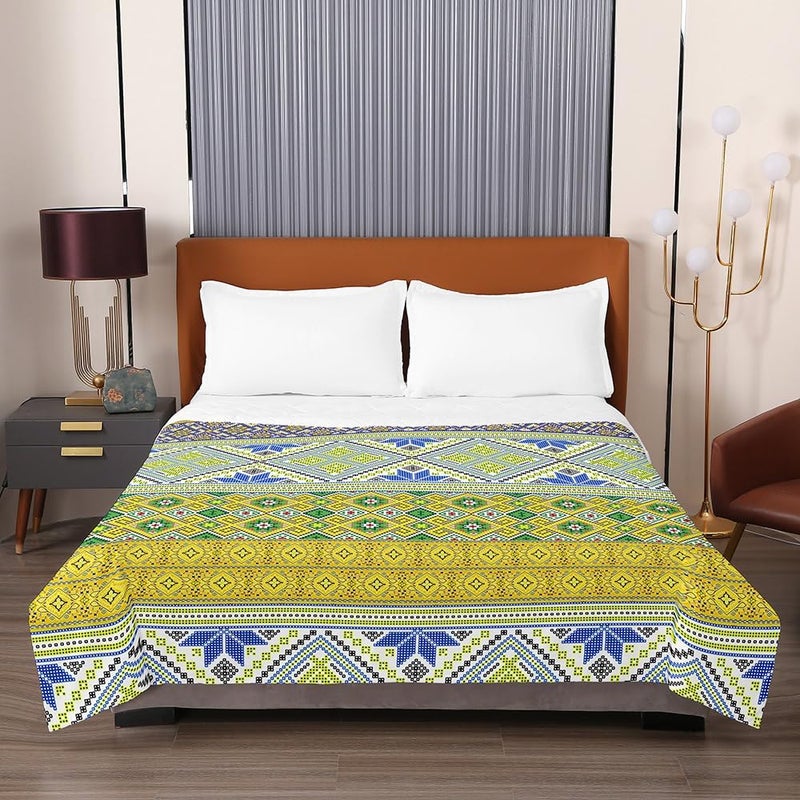 Summer Quilt, Reversible Bedspread, 2025 Microfibre Quilts, Retro Style, Lightweight and Soft for Single Double (Yellow, 100 x 150 cm) - Image 2