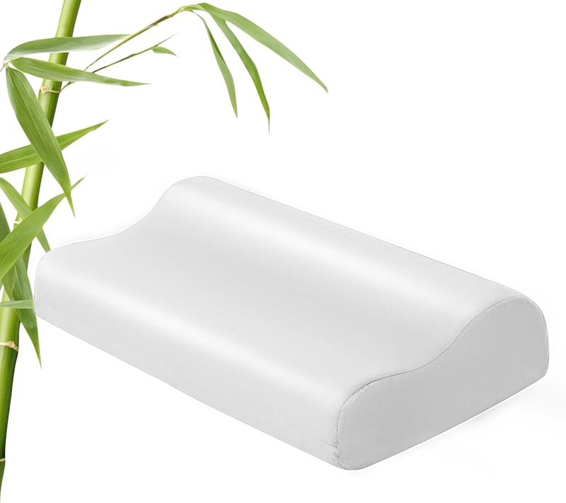 ELIBABA Cooling Pillowcase for Contour Pillow- Rayon Derived from Bamboo Contour Cervical Neck Pillow Case Cover- Breathable Silky Soft Pillowcase for Hot Sleepers,24 x14 x5/3.7 Inches 1 Piece White - Image 1