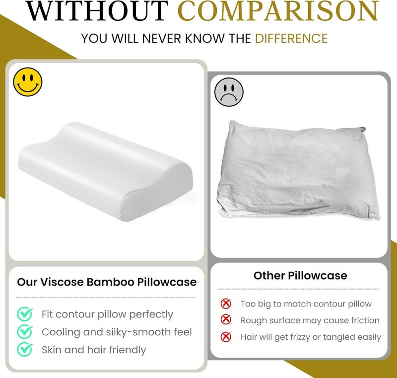 ELIBABA Cooling Pillowcase for Contour Pillow- Rayon Derived from Bamboo Contour Cervical Neck Pillow Case Cover- Breathable Silky Soft Pillowcase for Hot Sleepers,24 x14 x5/3.7 Inches 1 Piece White - Image 5