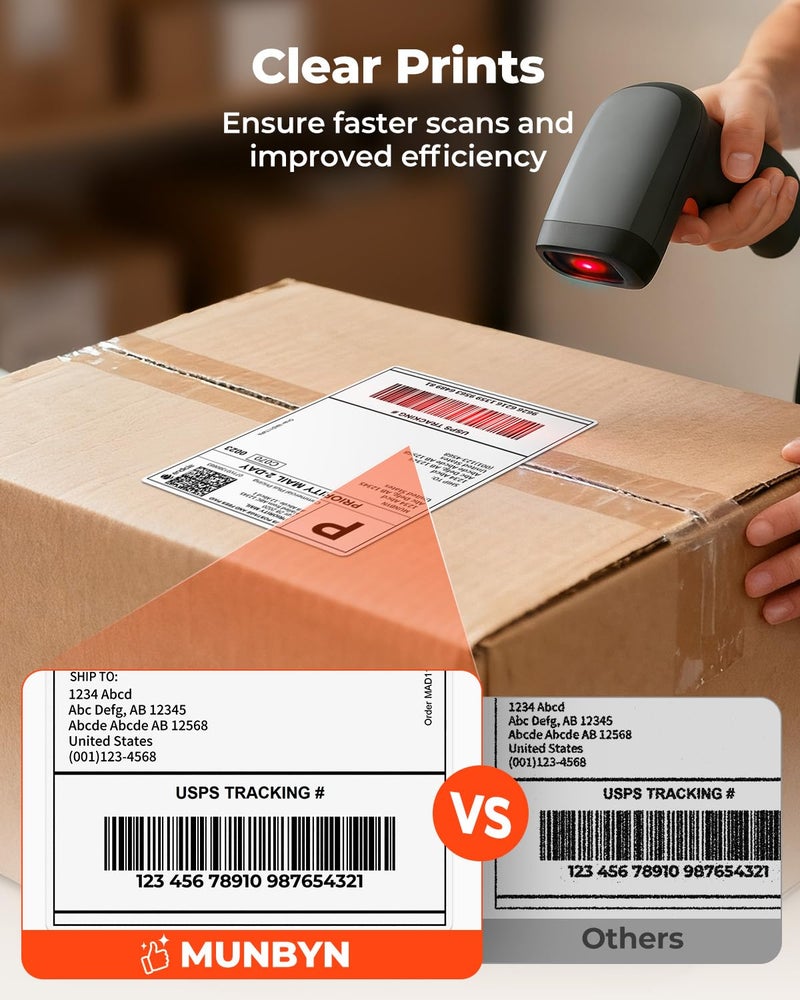 MUNBYN 4"x6" Direct Thermal Printer Label, Shipping Labels Compatible with Rollo, Jadens, Nelko, DYMO 4XL 1744907,1755120, 220 Sheets/Roll - Image 4