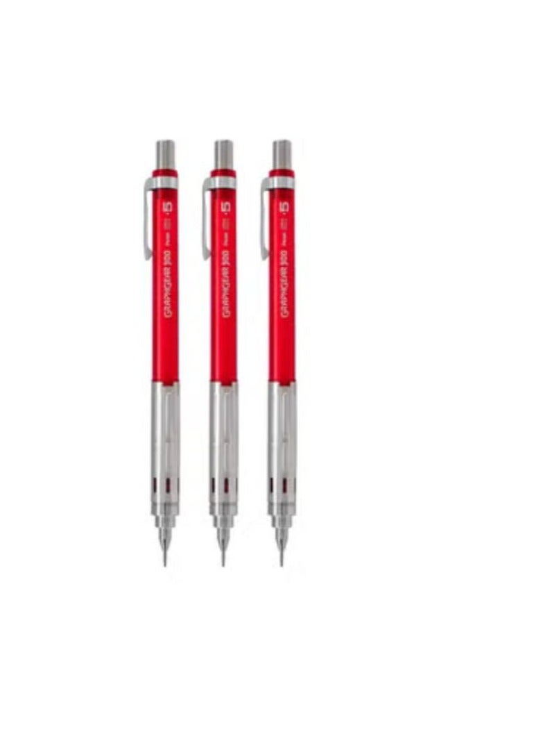 Pentel 3-Piece Graph Gear 300 Mechanical Pencil 0.5mm Tip Red Barrel - Image 1