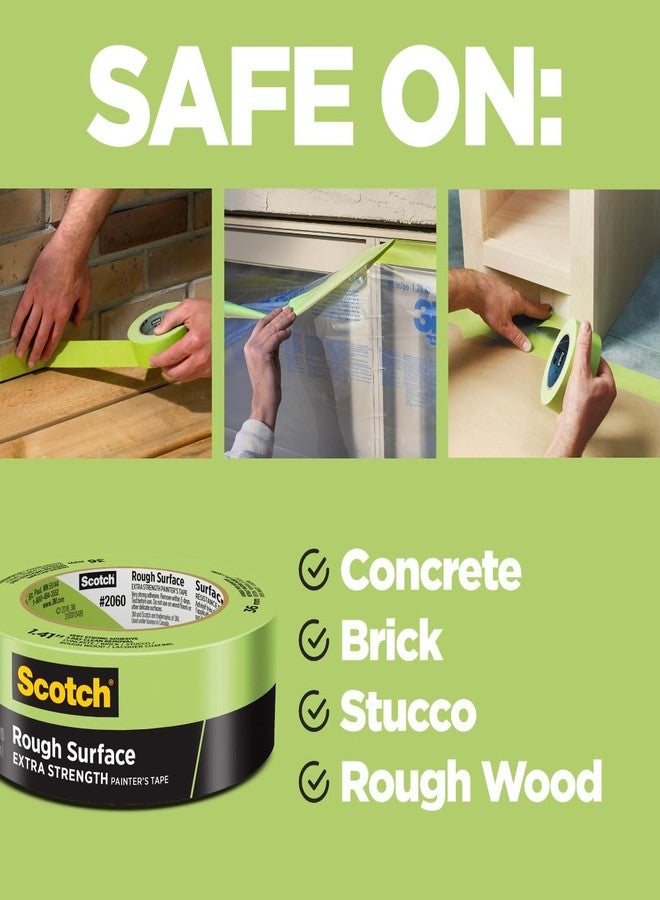 Scotch Rough Surface Extra Strength Painters Tape, 1.5 Inch Wide (1.41 in. X 60 Yds) 1 Roll, Green Tape Protects Surfaces and Removes Easily, Painting Tapes for Indoor and Outdoor Use (2060-36AP) - Image 2