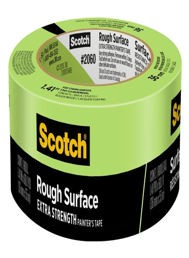 Scotch Rough Surface Extra Strength Painters Tape, 1.5 Inch Wide (1.41 in. X 60 Yds) 1 Roll, Green Tape Protects Surfaces and Removes Easily, Painting Tapes for Indoor and Outdoor Use (2060-36AP) - Image 1