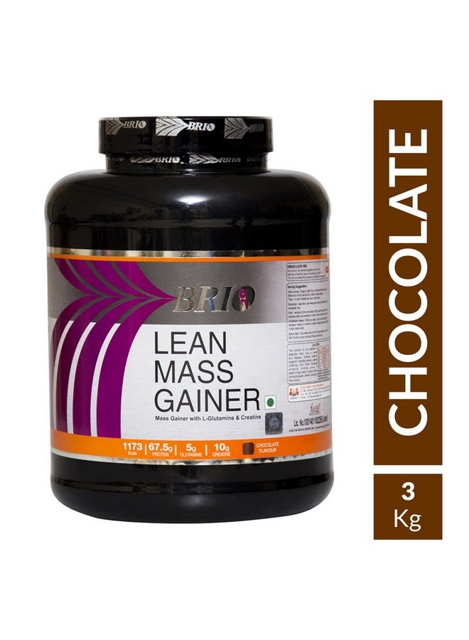 Brio Lean Mass Gainer With L-Glutamine And Creatine. 1173Kcals And 67.5 g Protein per 300g serving. Mass Gainer For Men And Women Chocolate Flavour Pack Of 3 Kg - Image 2