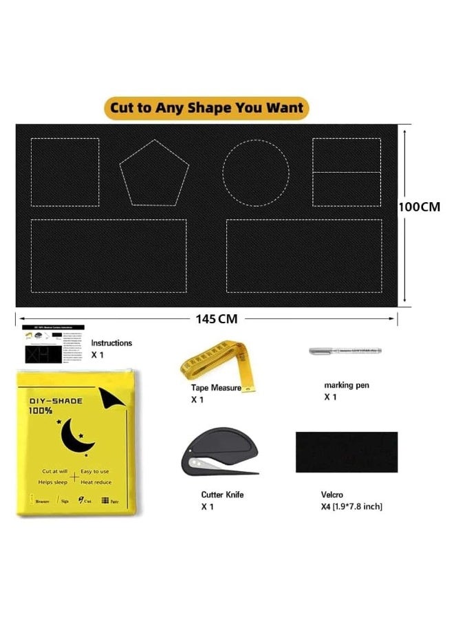 أنمي ستائر تعتيم 100 * 145 سنتيمتر ، ستائر تعتيم ذاتية الصنع لغرفة النوم وغرفة المعيشة والحمام والعلية (أسود) - Image 2