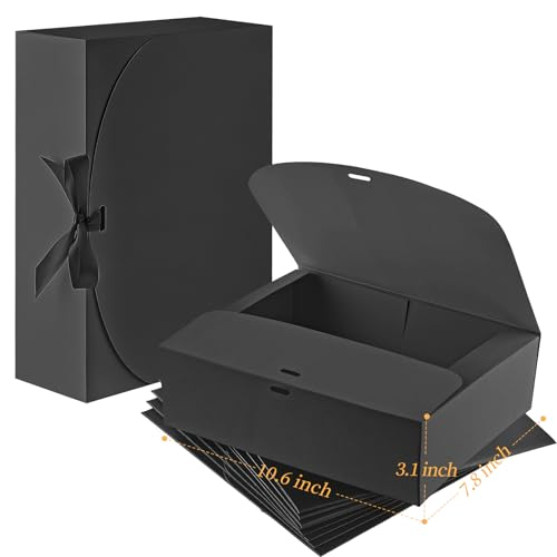 Ocmoiy 12 Pack Gift Boxes with Lids 106x78x31 Inch Black Paper Gift Box with Ribbon Bridesmaid Proposal Box for Wedding Packaging Baby Shower Birthday Christmas Party Present Crafting - Image 3