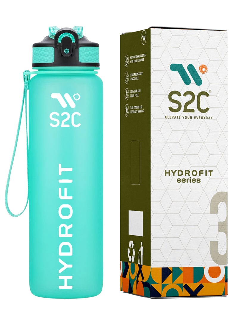 S2C Water Bottles 1L with Times to Drink and Straw, Motivational Water Bottle for kids Leakproof Drinking Sports Water Bottle for Fitness, Gym & Outdoor - Image 1