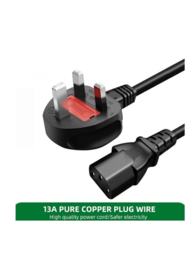 Terabyte 2 pcs of Power cable 3 Pin UK Europe power cord 3 pin desktop power cable Laptop TV Monitor Printers Photo copier Kettle Lead With fuse protection - Image 2