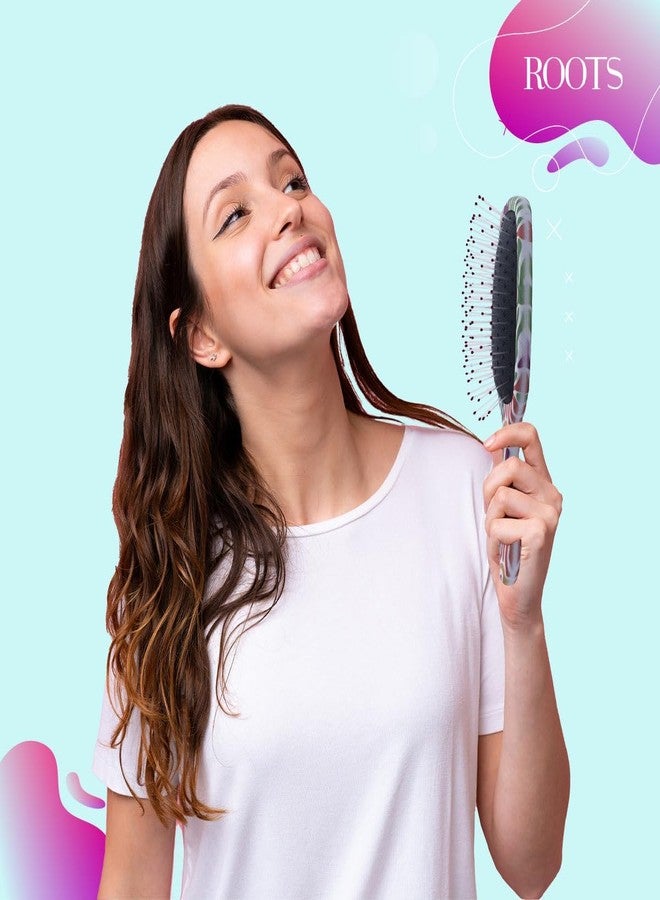 روتس فرشاة شعر ROOTS Zero Tangle Paddle | شكل مستطيل، طباعة متعددة الألوان | فك تشابك الشعر الحساس/الرطب/الجاف دون إتلافه | لجميع أنواع الشعر | للرجال والنساء | الطول: 7 بوصات، رقم الموديل: RZTX-HL - Image 5