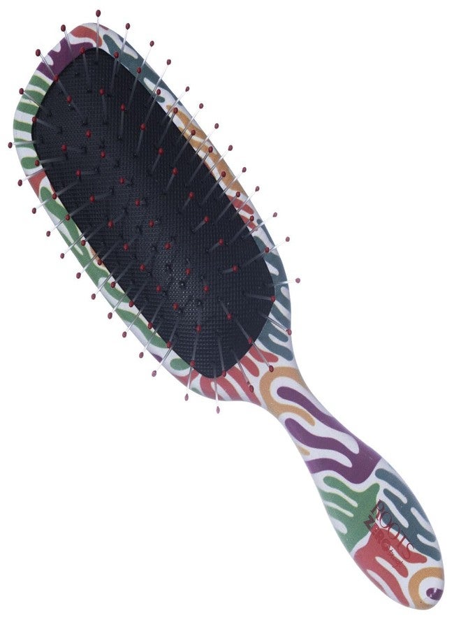 روتس فرشاة شعر ROOTS Zero Tangle Paddle | شكل مستطيل، طباعة متعددة الألوان | فك تشابك الشعر الحساس/الرطب/الجاف دون إتلافه | لجميع أنواع الشعر | للرجال والنساء | الطول: 7 بوصات، رقم الموديل: RZTX-HL - Image 1